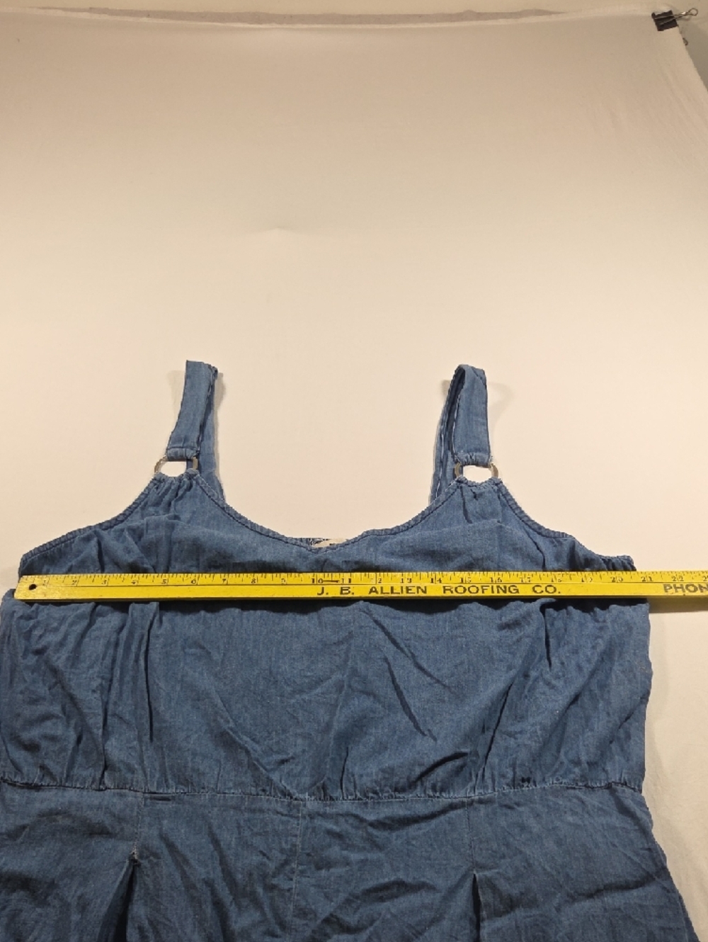 Derek Heart Light Blue Chambray Romper Capri Wide Leg Jumpsuit Jumper Overalls - Picture 4 of 7